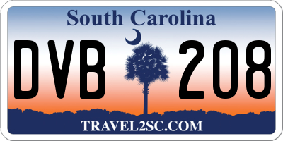 SC license plate DVB208