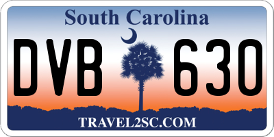 SC license plate DVB630