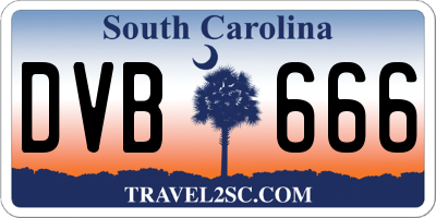SC license plate DVB666