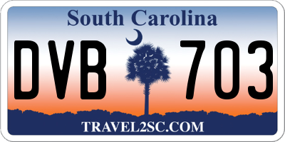 SC license plate DVB703
