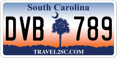 SC license plate DVB789