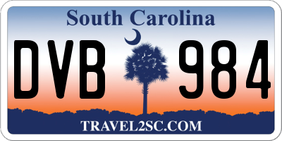 SC license plate DVB984