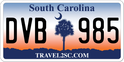SC license plate DVB985