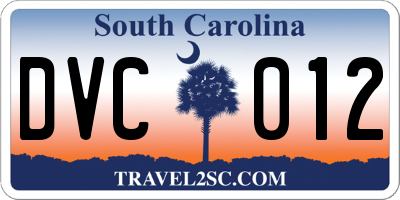 SC license plate DVC012
