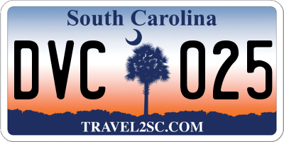 SC license plate DVC025