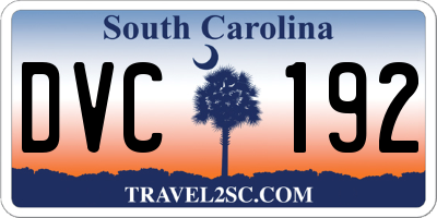 SC license plate DVC192