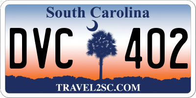 SC license plate DVC402