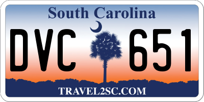 SC license plate DVC651