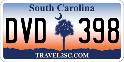 SC license plate DVD398