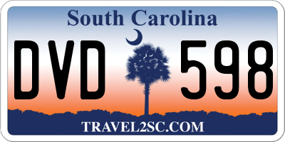 SC license plate DVD598