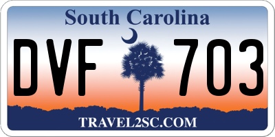SC license plate DVF703