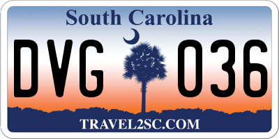 SC license plate DVG036