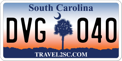 SC license plate DVG040