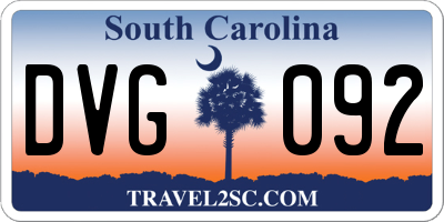 SC license plate DVG092