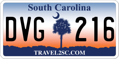 SC license plate DVG216