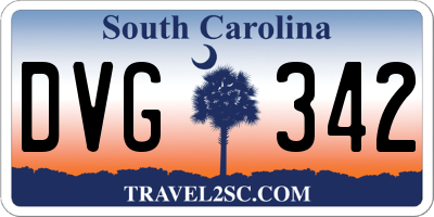 SC license plate DVG342