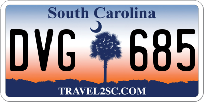 SC license plate DVG685