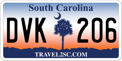 SC license plate DVK206