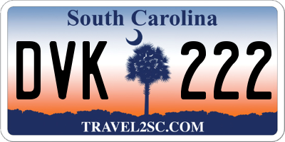 SC license plate DVK222