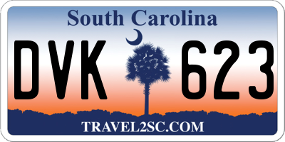 SC license plate DVK623