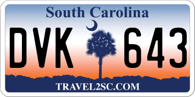 SC license plate DVK643