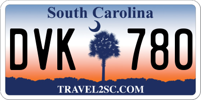 SC license plate DVK780