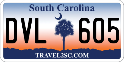 SC license plate DVL605