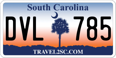 SC license plate DVL785