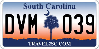 SC license plate DVM039