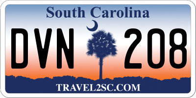SC license plate DVN208