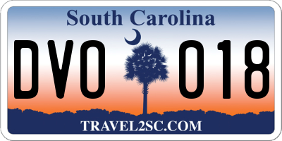 SC license plate DVO018
