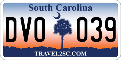 SC license plate DVO039