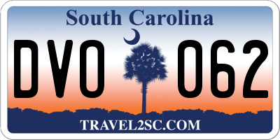 SC license plate DVO062