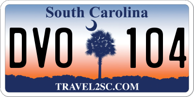 SC license plate DVO104