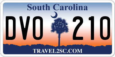 SC license plate DVO210