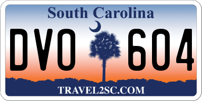 SC license plate DVO604