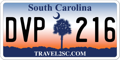 SC license plate DVP216