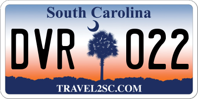 SC license plate DVR022