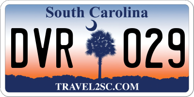 SC license plate DVR029