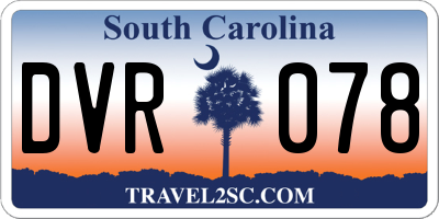 SC license plate DVR078