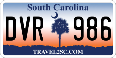 SC license plate DVR986