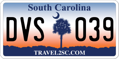 SC license plate DVS039