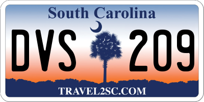 SC license plate DVS209