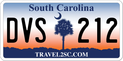SC license plate DVS212