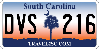 SC license plate DVS216