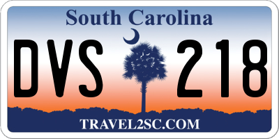 SC license plate DVS218