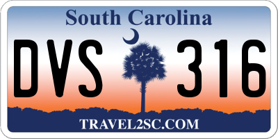 SC license plate DVS316