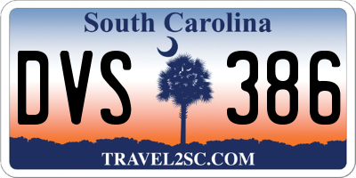 SC license plate DVS386