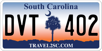 SC license plate DVT402