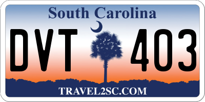 SC license plate DVT403